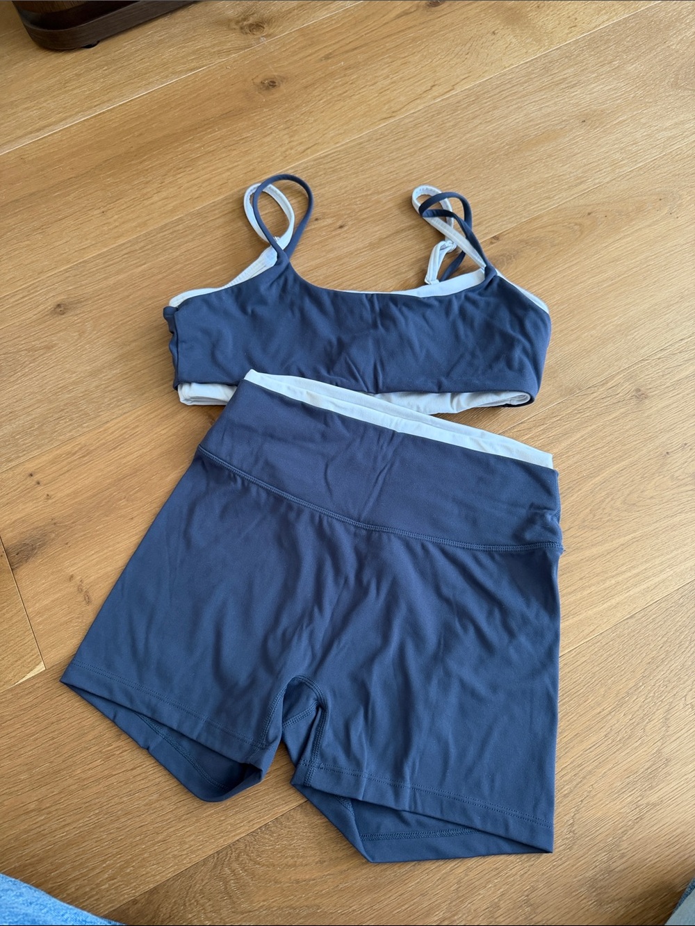 Women’s Navy Blue Active Bralette and High-Waist Shorts Set